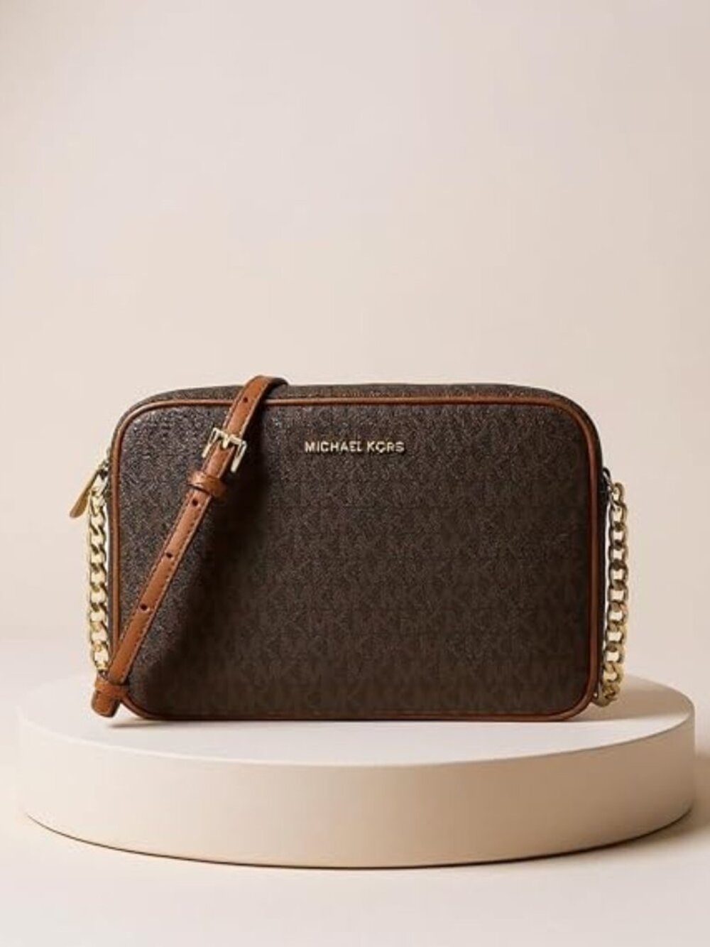 Michael Kors Jet Set Saffiano Leather Crossbody Bag Silver Hardware New